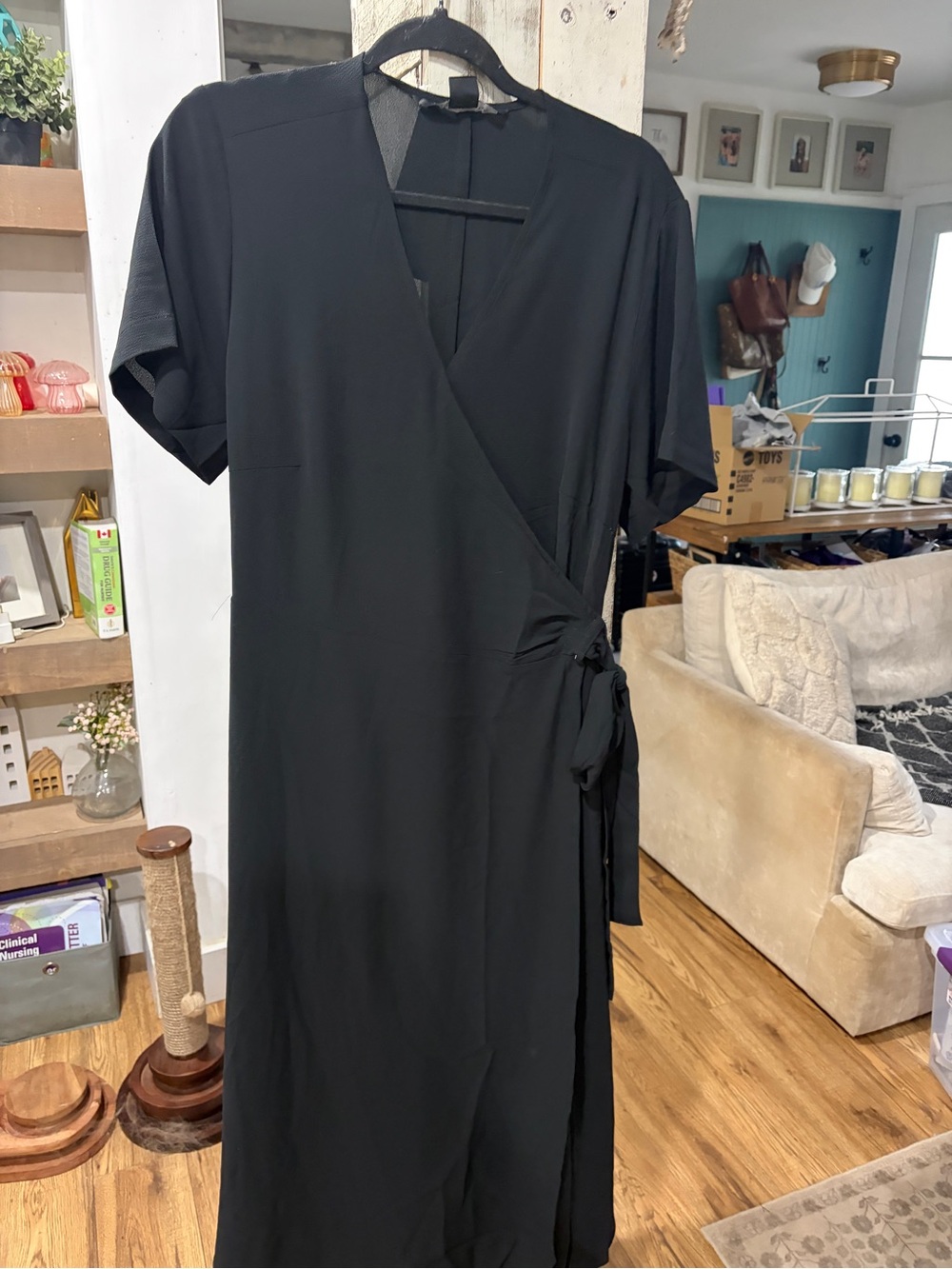 French Connection Black Wrap Dress XL NWT